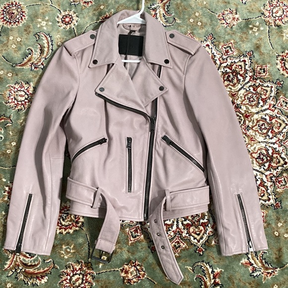 All Saints Jackets & Blazers - All Saints Balfern lavender leather moto biker jacket